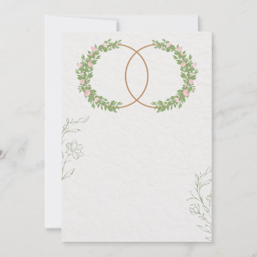 Green & White Botanical Wedding Invite 招待状 (裏面)