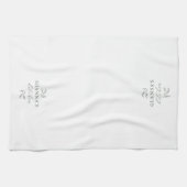 Green & White Botanical Your Name's Kitchen キッチンタオル (横)