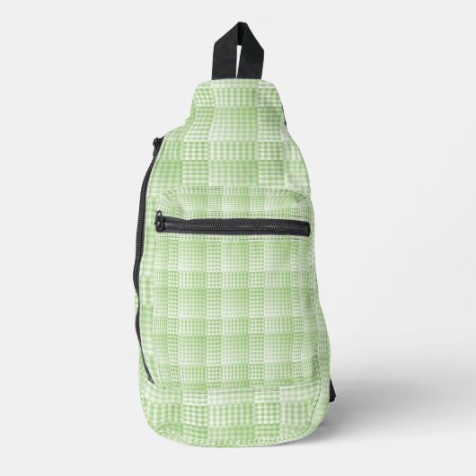 Green White Checker Abstract Pattern スリングバッグ (正面)