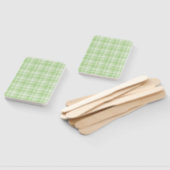 Green White Checker Abstract Pattern ハンドファン (組立なし)