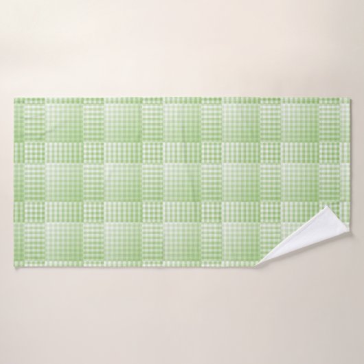 Green White Checker Abstract Pattern バスタオル (バスタオル)