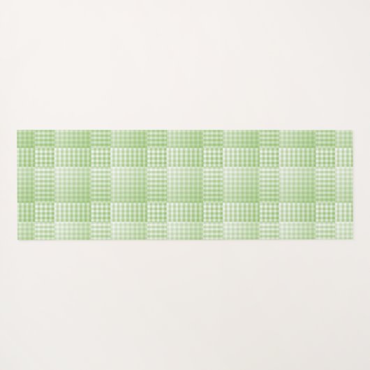 Green White Checker Abstract Pattern ヨガマット (裏面(横))