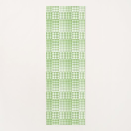 Green White Checker Abstract Pattern ヨガマット (正面)