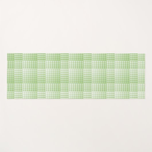 Green White Checker Abstract Pattern ヨガマット (正面(横))