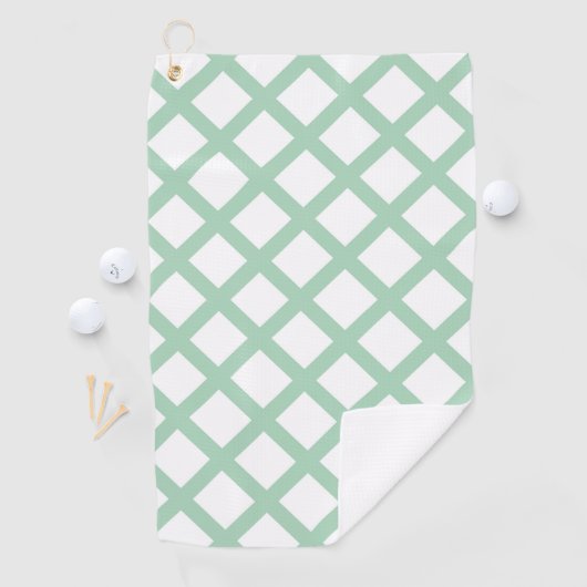 Green White Checker Diamond Pattern ゴルフタオル (インサイチュ)