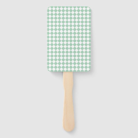 Green White Checker Diamond Pattern ハンドファン (裏面)