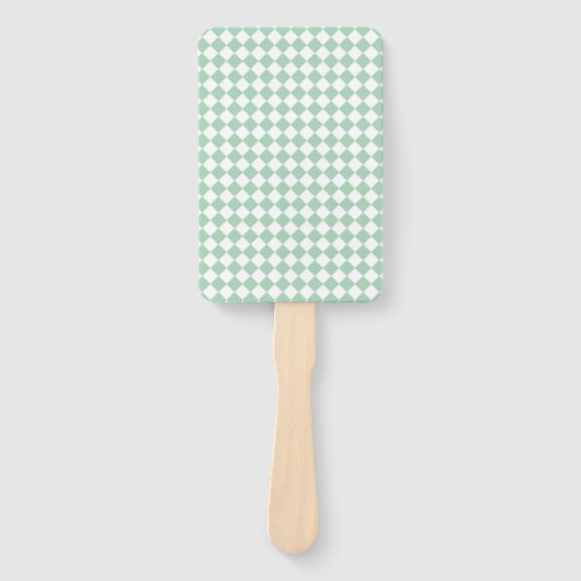 Green White Checker Diamond Pattern ハンドファン (正面)