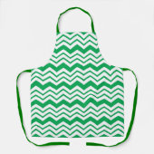 Green White Chevron Zigzag Pattern Design  エプロン (正面)