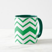 Green White Chevron Zigzag Pattern Design  マグカップ (正面右)