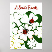 Green & White Clover Lady Bug A Smile Travels ポスター (正面)