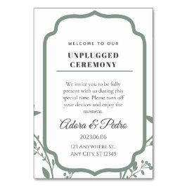 Green & White Elegant Wedding テーブルナンバー