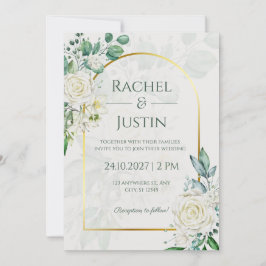 Green White Elegant Wedding Invitation 招待状