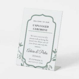 Green & White Elegant Wedding Pedestal Sign  台座サイン