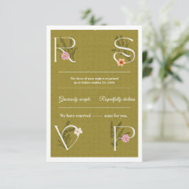 Green & White Floral Decorative RSVP Wedding