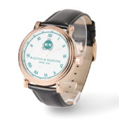 Green white Floral Monogram Letters  Couple Names 腕時計 (傾斜)