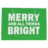 Green & White Gift Bag | Merry & All Things Bright ラージペーパーバッグ (裏面)