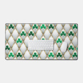 GREEN WHITE GOLD IRISH TUFTED LOOK SHAMROCKS デスクマット (キーボード&マウス)