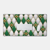 GREEN WHITE GOLD IRISH TUFTED LOOK SHAMROCKS デスクマット (キーボード&マウス)