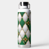 GREEN WHITE GOLD IRISH TUFTED LOOK WITH SHAMROCKS ウォーターボトル (背面)
