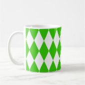 Green White Harlequin Diamonds Checkers Design  コーヒーマグカップ (左)