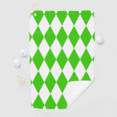 Green White Harlequin Diamonds Checkers Design  ゴルフタオル (インサイチュ)