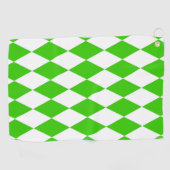 Green White Harlequin Diamonds Checkers Design  ゴルフタオル (横)