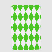 Green White Harlequin Diamonds Checkers Design  ゴルフタオル (正面)