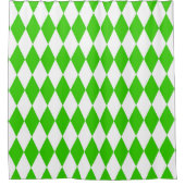 Green White Harlequin Diamonds Checkers Design  シャワーカーテン (正面)