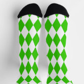 Green White Harlequin Diamonds Checkers Design  ソックス (上部)