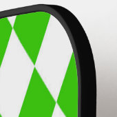 Green White Harlequin Diamonds Checkers Design  ピックルボールラケット (左詳細)