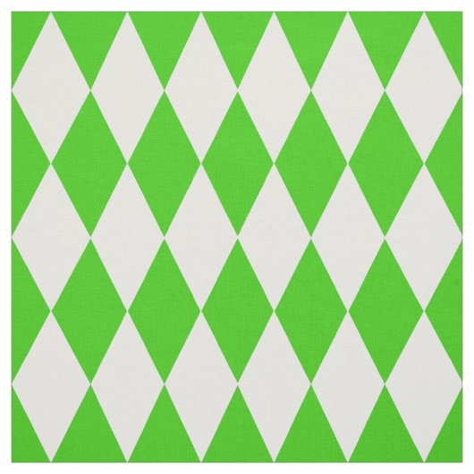 Green White Harlequin Diamonds Checkers Design  ファブリック (見本)