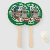 Green White High School Football Player Photo ハンドファン (正面&裏面)