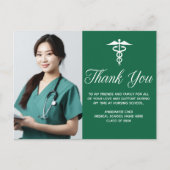 Green White Medical Caduceus Photo Thank You ポストカード (正面)