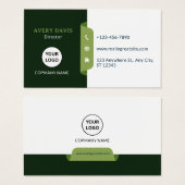 Green & White Modern Corporate Business Card (正面&裏面)