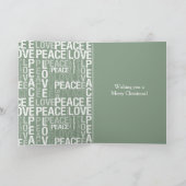 Green White Peace Love Christmas カード (内部)