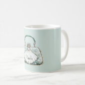 Green White Pearls Purse コーヒーマグカップ (正面右)