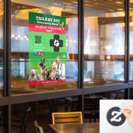Green White Pet Store Sign Dogs, Cats, Birds Vet  ウィンドウサイン