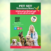 Green White Pet Store Sign Dogs, Cats, Birds Vet  ウィンドウサイン (シート3)
