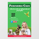 Green White Pet Store Sign Dogs, Cats, Birds Vet  ウィンドウサイン (シート)