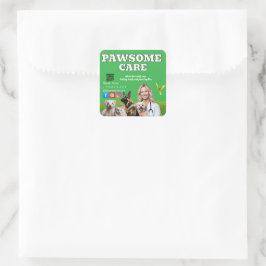 Green White Pet Store Sign Dogs, Cats, Birds Vet  スクエアシール