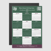 Green, White, Pink Your Logo 2026 Magnet Calendar (正面/裏面)