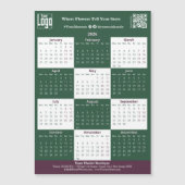 Green, White, Pink Your Logo 2026 Magnet Calendar (正面)