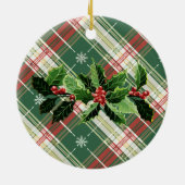 Green White Plaid | Baby's First Christmas Photo セラミックオーナメント (裏面)