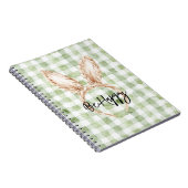 Green White Plaid Be Happy Bunny Ears ノートブック (右側)