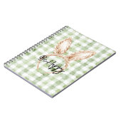 Green White Plaid Be Happy Bunny Ears ノートブック (左側)