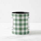 Green & White Plaid Black Typography Monogram Name マグカップ (中央)