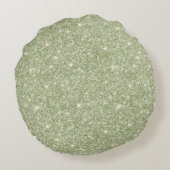 Green White Plaid Glitter ラウンドクッション (裏面)