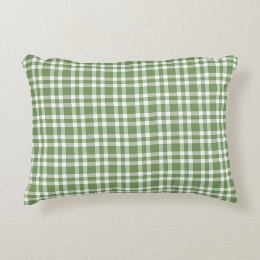 Green White Plaid Pattern アクセントクッション (正面)