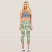 Green White Plaid Pattern カプリレギンス (正面)