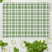Green White Plaid Pattern キッチンタオル (折り畳み)